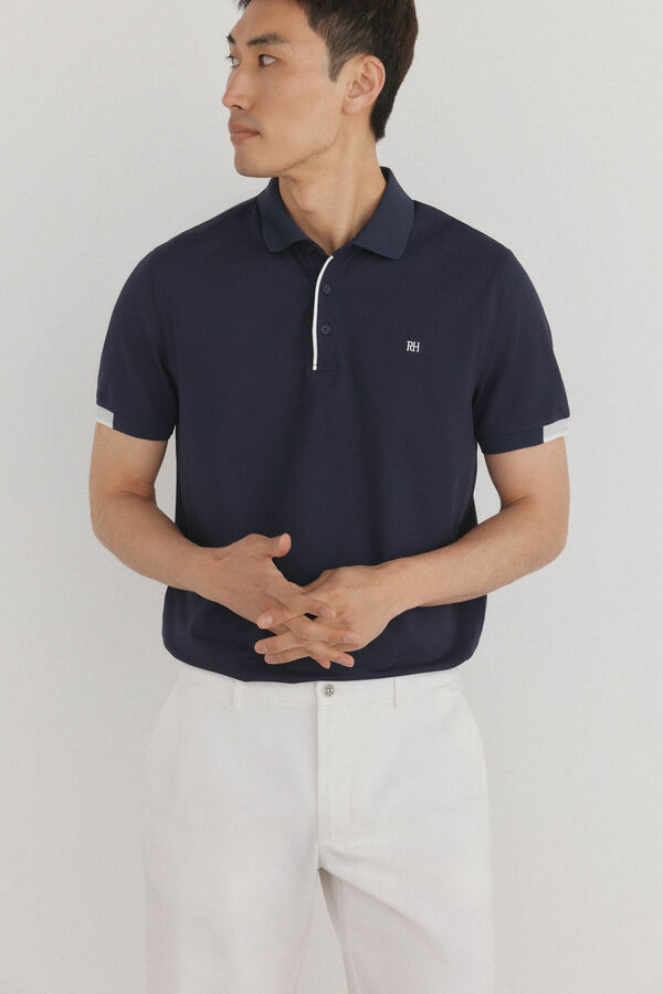 Pedro del Hierro Polo con pu&ntilde;os a contraste Azul