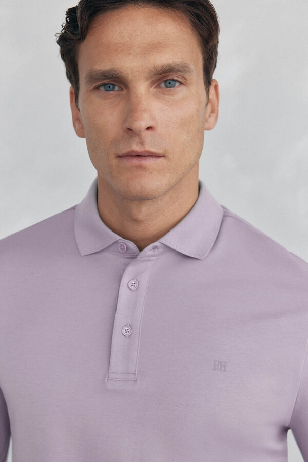 Pedro del Hierro Polo mercerizado manga larga Morado
