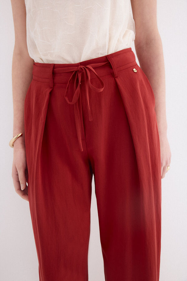 Pedro del Hierro Pantal&oacute;n con pinzas Rojo