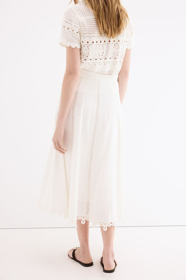 Pedro del Hierro Falda midi detalle crochet Blanco
