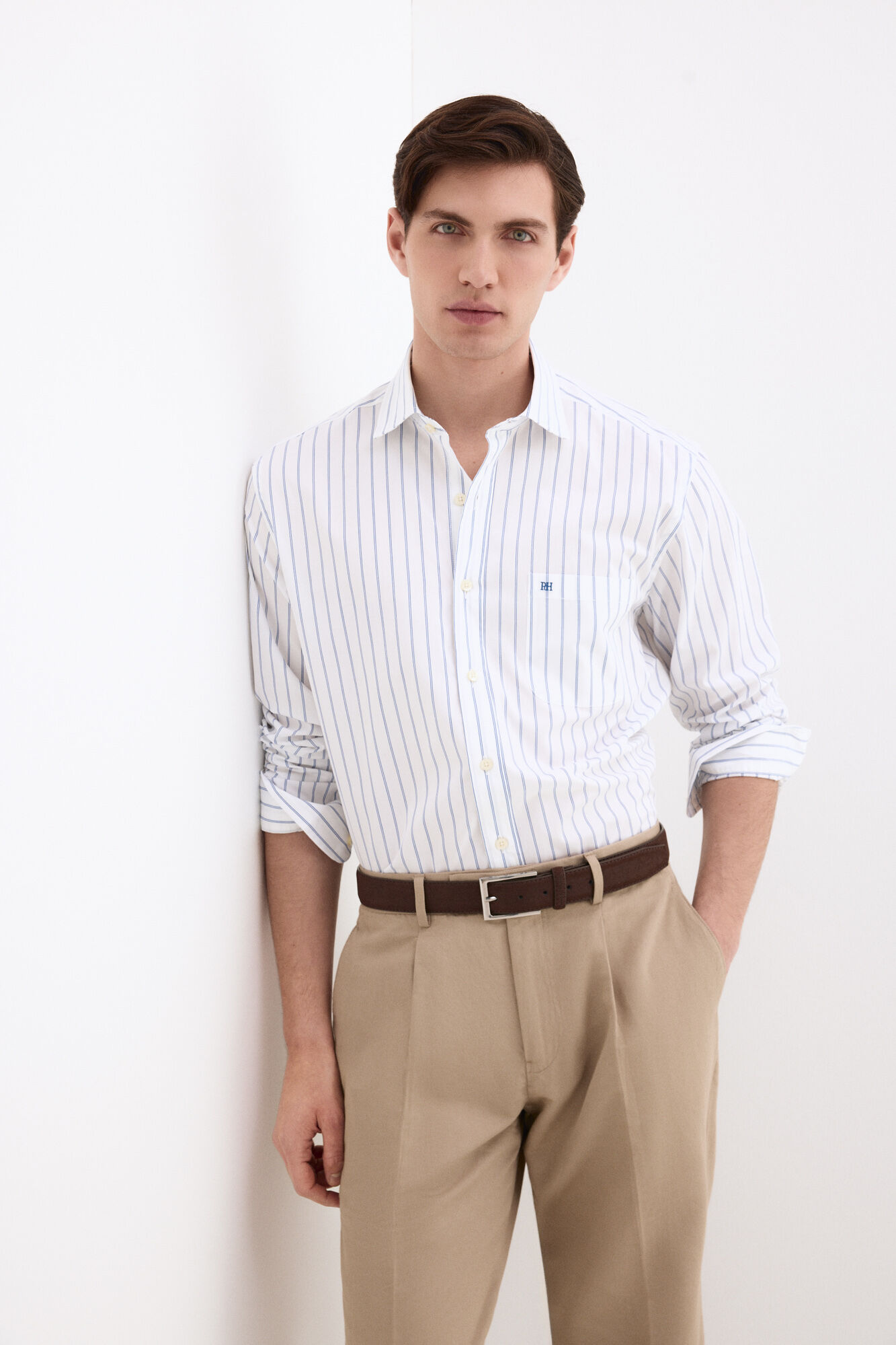 Pedro del Hierro Camisa rayas tejido italiano