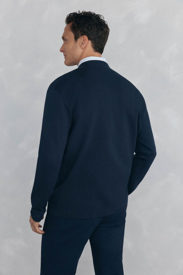 Pedro del Hierro C&aacute;rdigan de punto de algod&oacute;n con cuello en pico y botones Azul