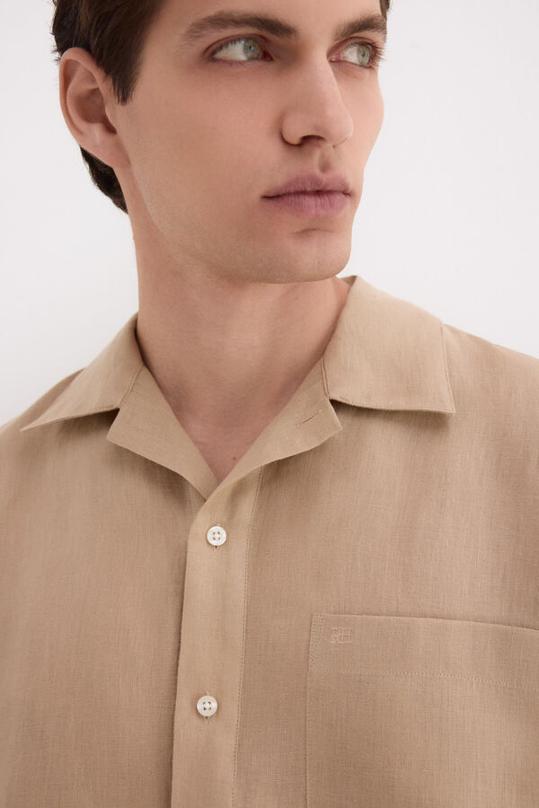 Pedro del Hierro Polera lino lisa Beige