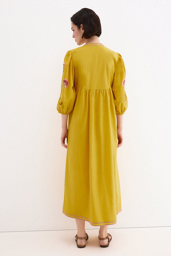 Pedro del Hierro Vestido t&uacute;nica bordados Amarillo