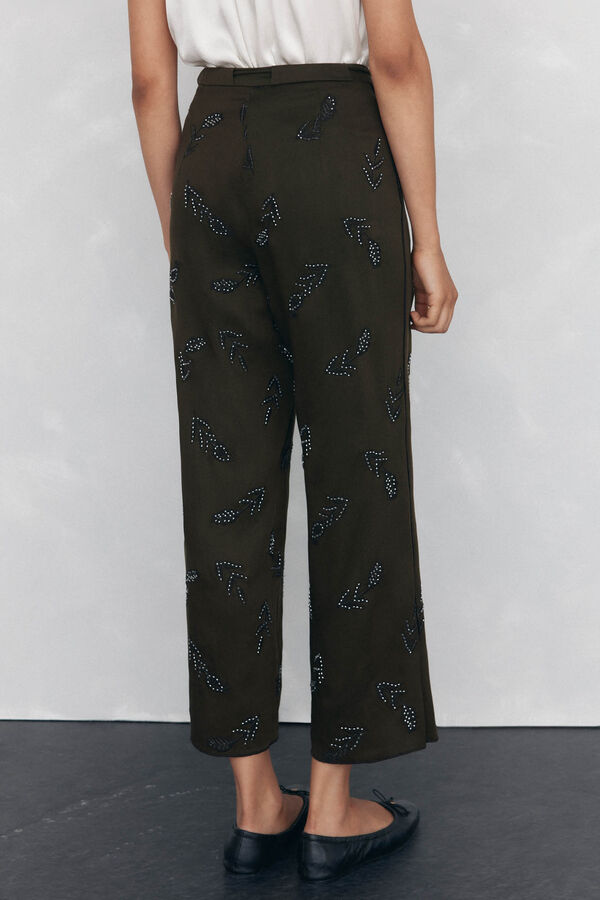 Pedro del Hierro Pantal&oacute;n recto bordado Marr&oacute;n