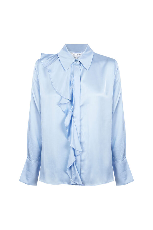 Pedro del Hierro Camisa satinada con volante Azul