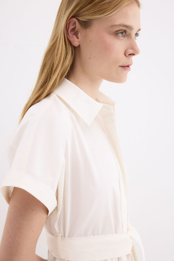 Pedro del Hierro Vestido camisero de popel&iacute;n Crudo