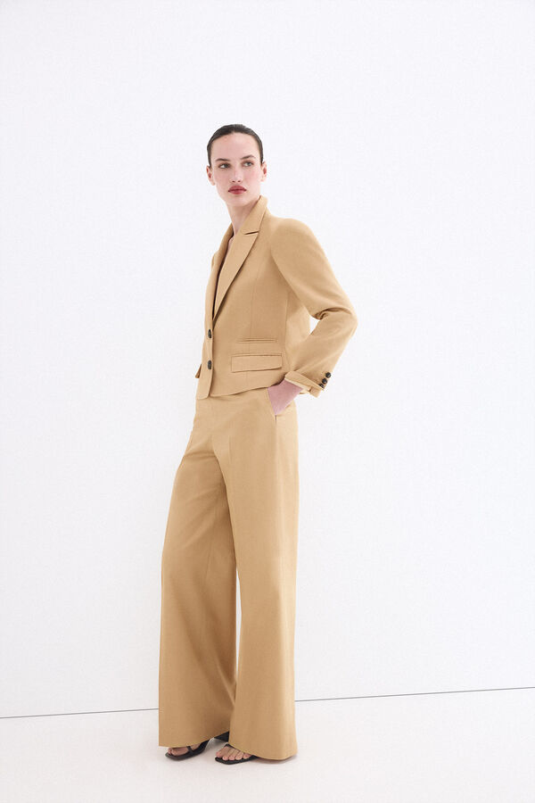 Pedro del Hierro Blazer crop de traje camel Beige