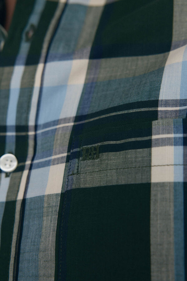 Pedro del Hierro Camisa cuadros tejido flam&eacute; Verde