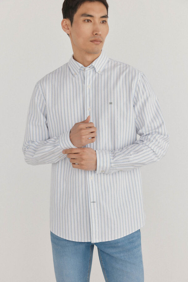 Pedro del Hierro Camisa iconic oxford de rayas Blanco