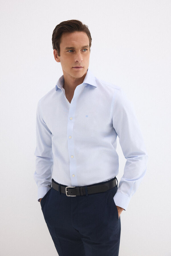 Pedro del Hierro Camisa vestir lisa non iron + antimanchas slim fit Azul