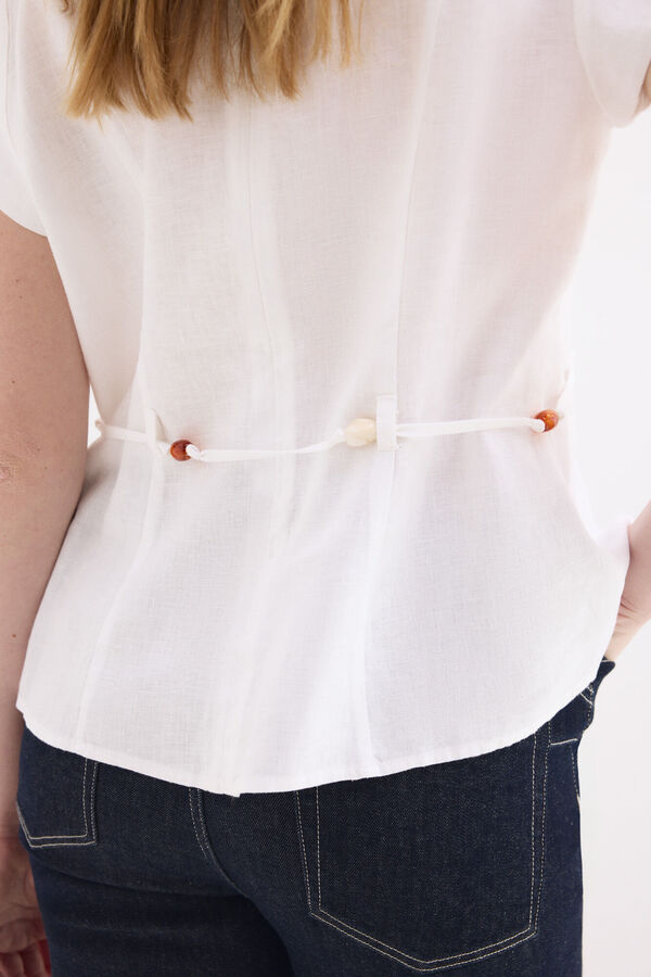 Pedro del Hierro Top lino cintur&oacute;n Blanco