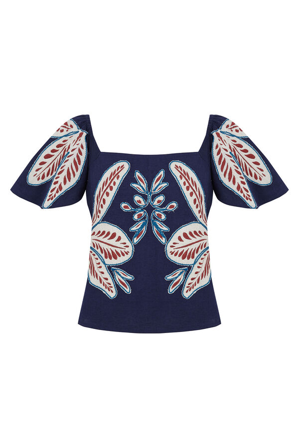 Pedro del Hierro Top bordado Azul
