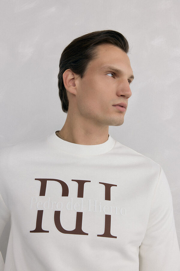 Pedro del Hierro Sudadera logo cuello caja Crudo
