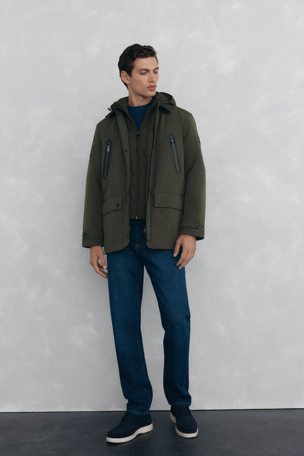 Pedro del Hierro Chaqueta vistas cremallera repelente al agua Verde