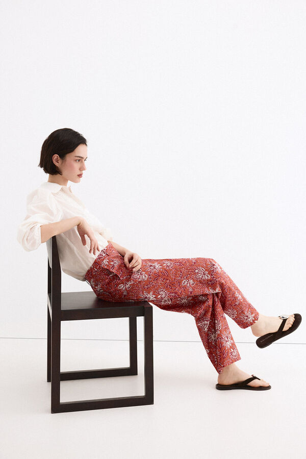 Pedro del Hierro Pantal&oacute;n recto estampado Naranja