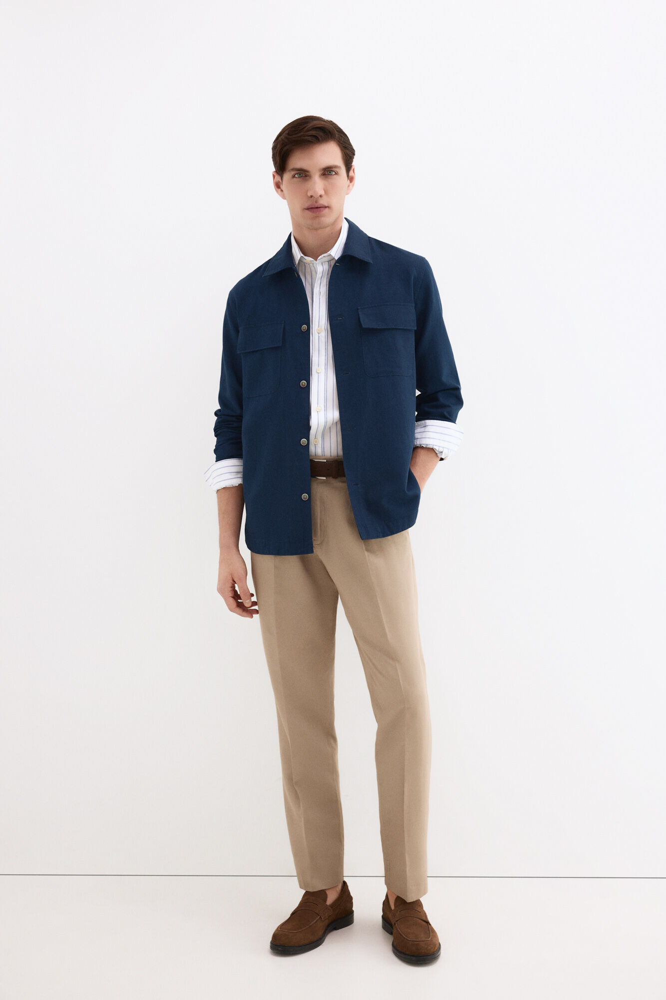 Pedro del Hierro Sobrecamisa lisa algod&oacute;n lino