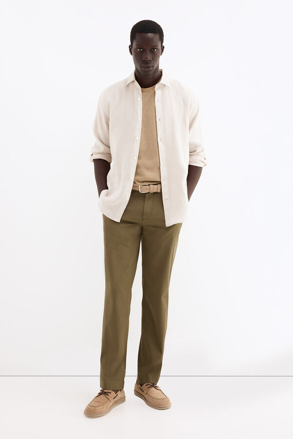 Pedro del Hierro Pantal&oacute;n chino estructura regular fit Verde