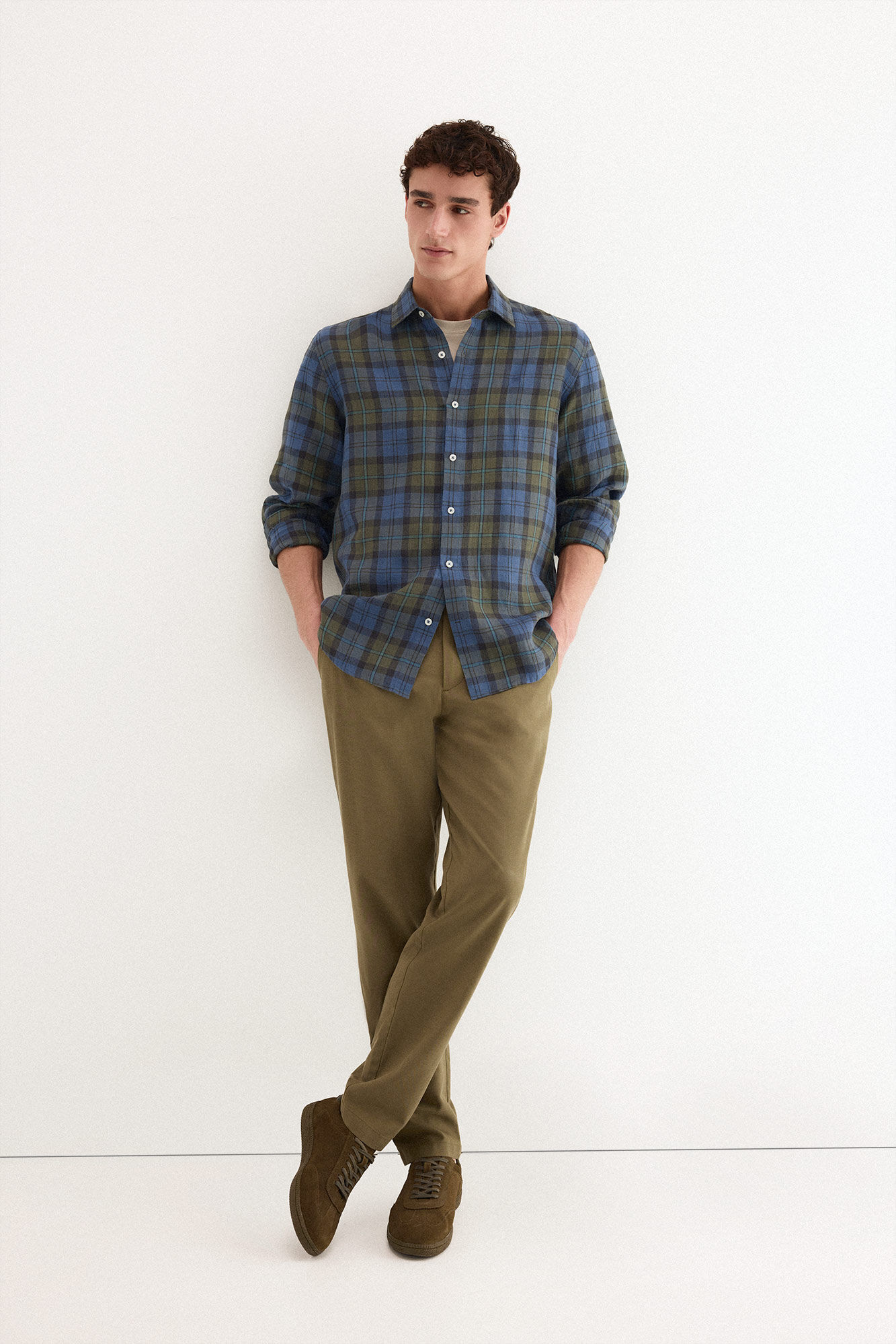 Pedro del Hierro Camisa lino cuadros