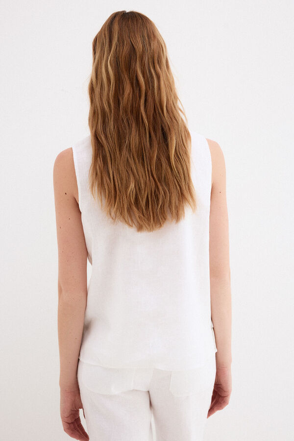 Pedro del Hierro Top liso lino Blanco