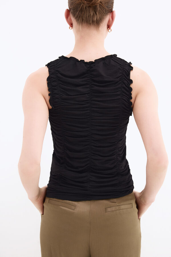 Pedro del Hierro Camiseta sin manga drapeada Negro