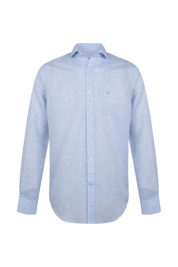 Pedro del Hierro Camisa de vestir estructura lino f&aacute;cil plancha Azul