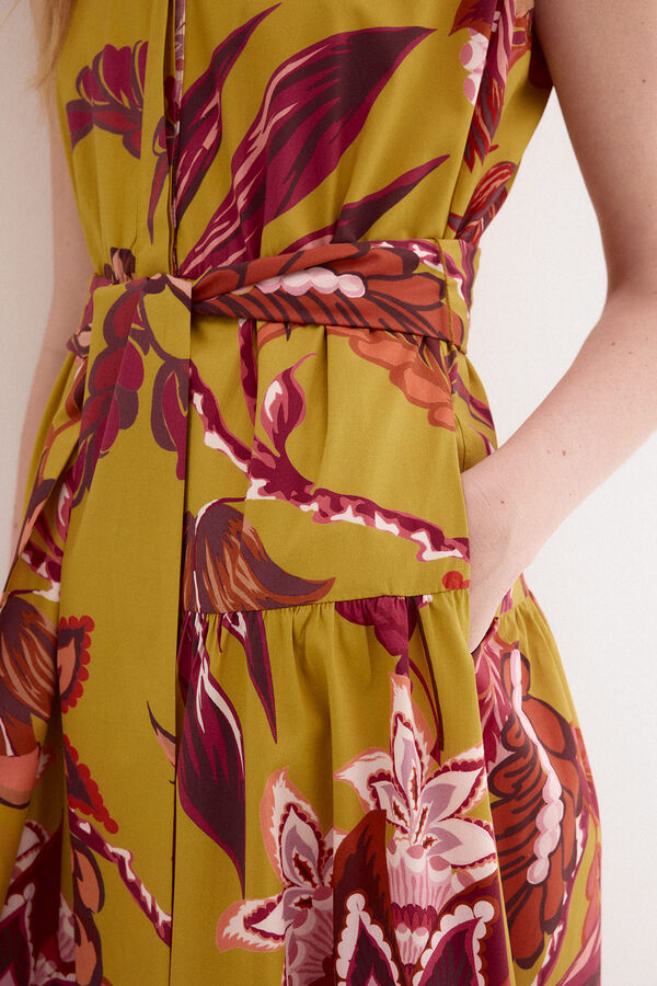 Pedro del Hierro Vestido camisero sin mangas estampado Amarillo