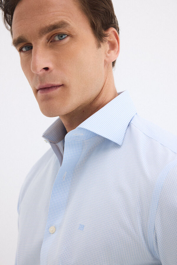 Pedro del Hierro Camisa vestir cuadros non iron + antimanchas Azul