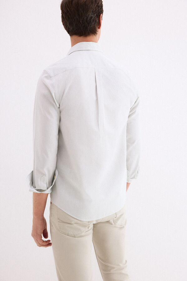 Pedro del Hierro Camisa non iron + antimanchas rayas Verde