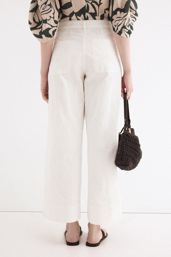 Pedro del Hierro Pantalones wide flare cl&aacute;sicos Blanco
