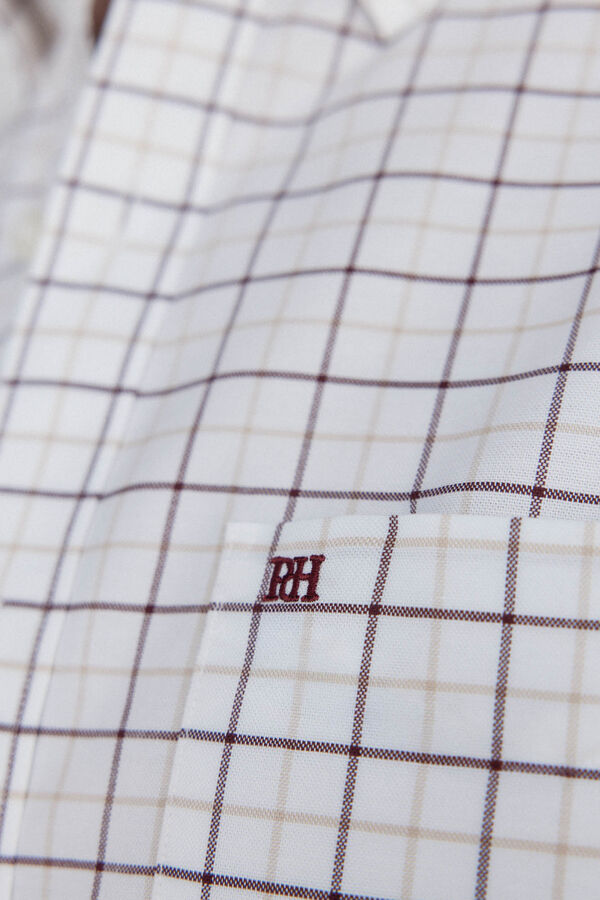 Pedro del Hierro Camisa oxford a cuadros non iron Burdeos