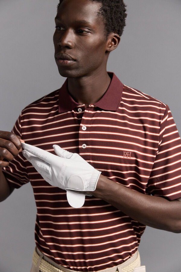 Pedro del Hierro Polo de rayas para golf Burdeos