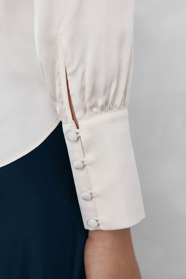 Pedro del Hierro Blusa satinada con lazo Beige