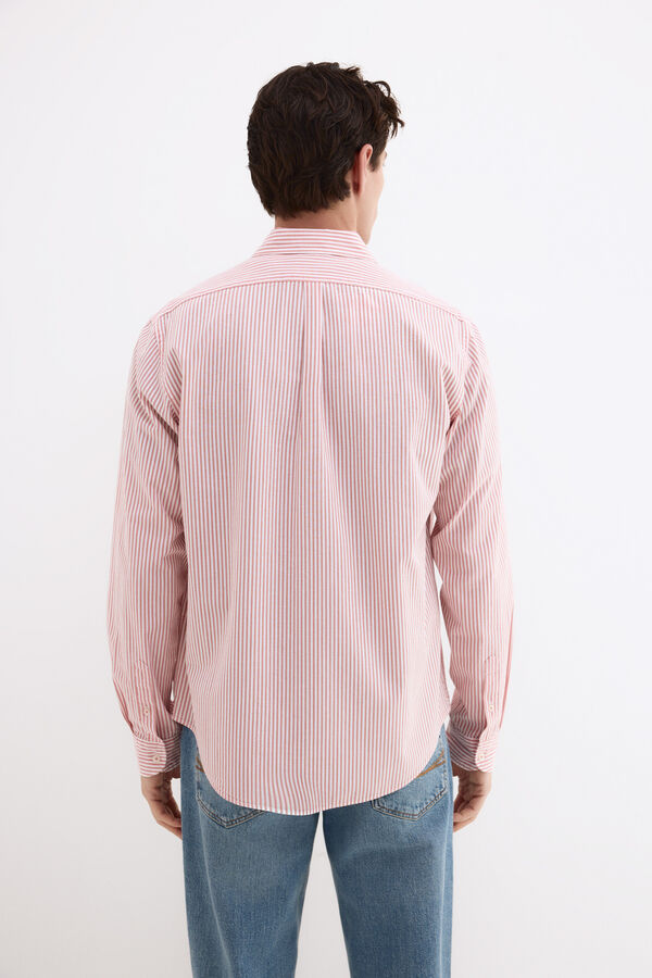 Pedro del Hierro Camisa seersucker rayas Coral