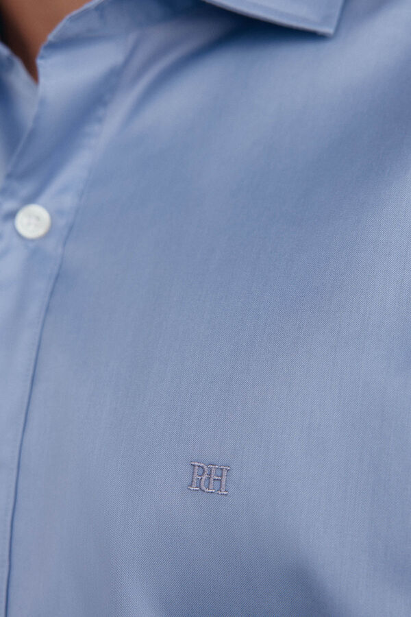Pedro del Hierro Camisa lisa twill f&aacute;cil plancha + anti olor slim fit Azul