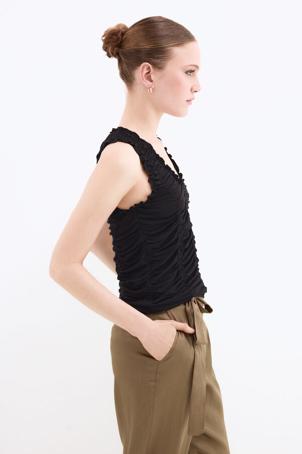 Pedro del Hierro Camiseta sin manga drapeada Negro