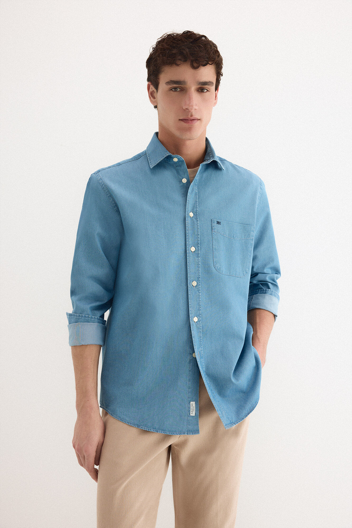 Pedro del Hierro Camisa denim tejido italiano