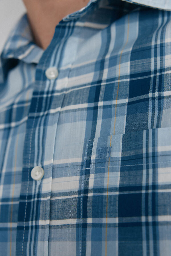 Pedro del Hierro Camisa cuadros tejido flam&eacute; Beige