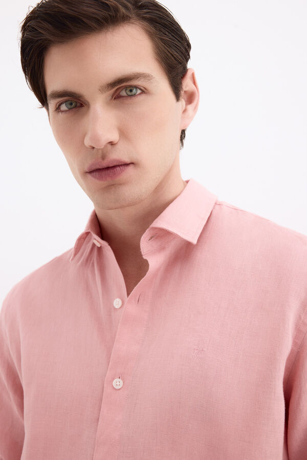 Pedro del Hierro Camisa lino lisa Coral
