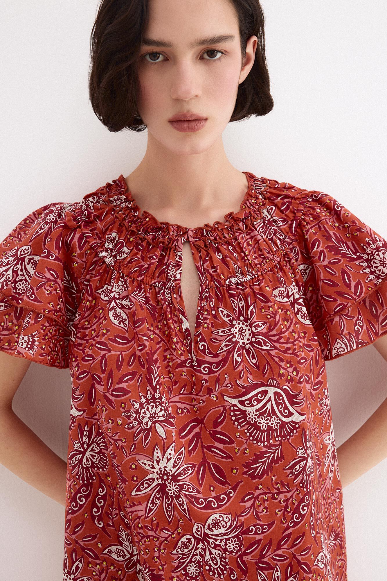 Pedro del Hierro Blusa estampada manga volante