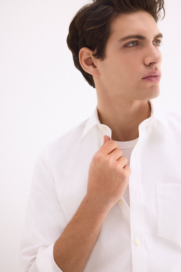 Pedro del Hierro Camisa non iron + antimanchas lisa Blanco