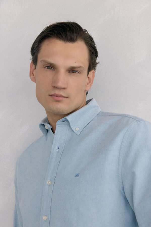Pedro del Hierro Camisa iconic oxford liso Turquesa