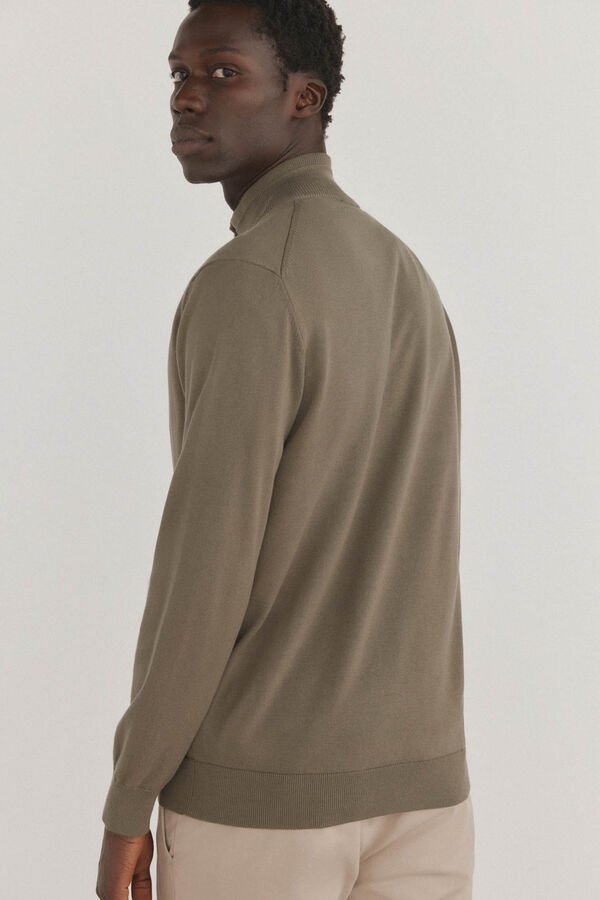 Pedro del Hierro C&aacute;rdigan fino algod&oacute;n premium cremallera Verde