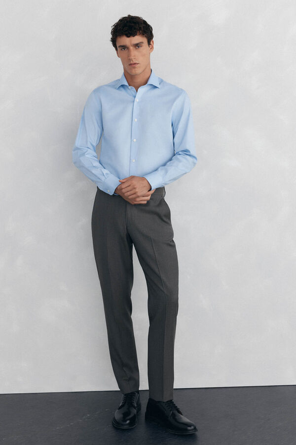 Pedro del Hierro Camisa de vestir lisa non iron + antimanchas Azul