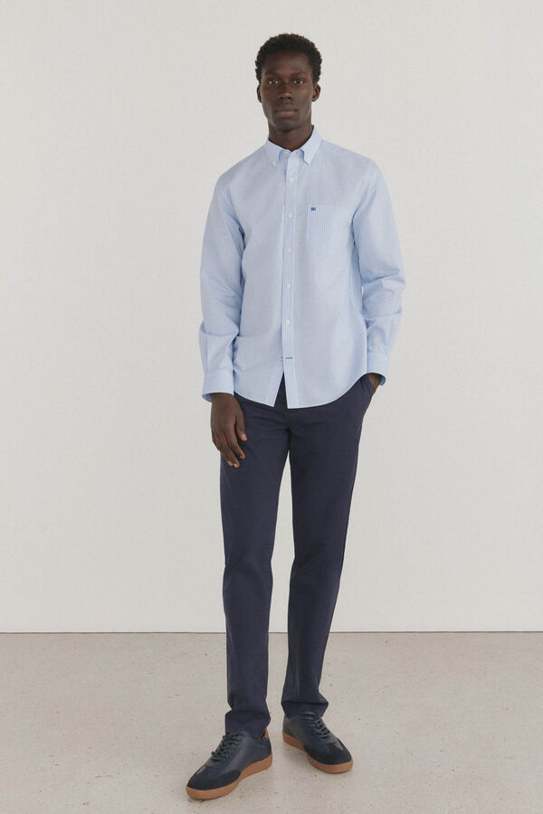 Pedro del Hierro Camisa de rayas non iron + antimanchas Azul
