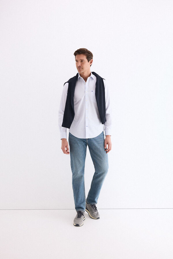 Pedro del Hierro Camisa non iron + antimanchas cuadros Azul