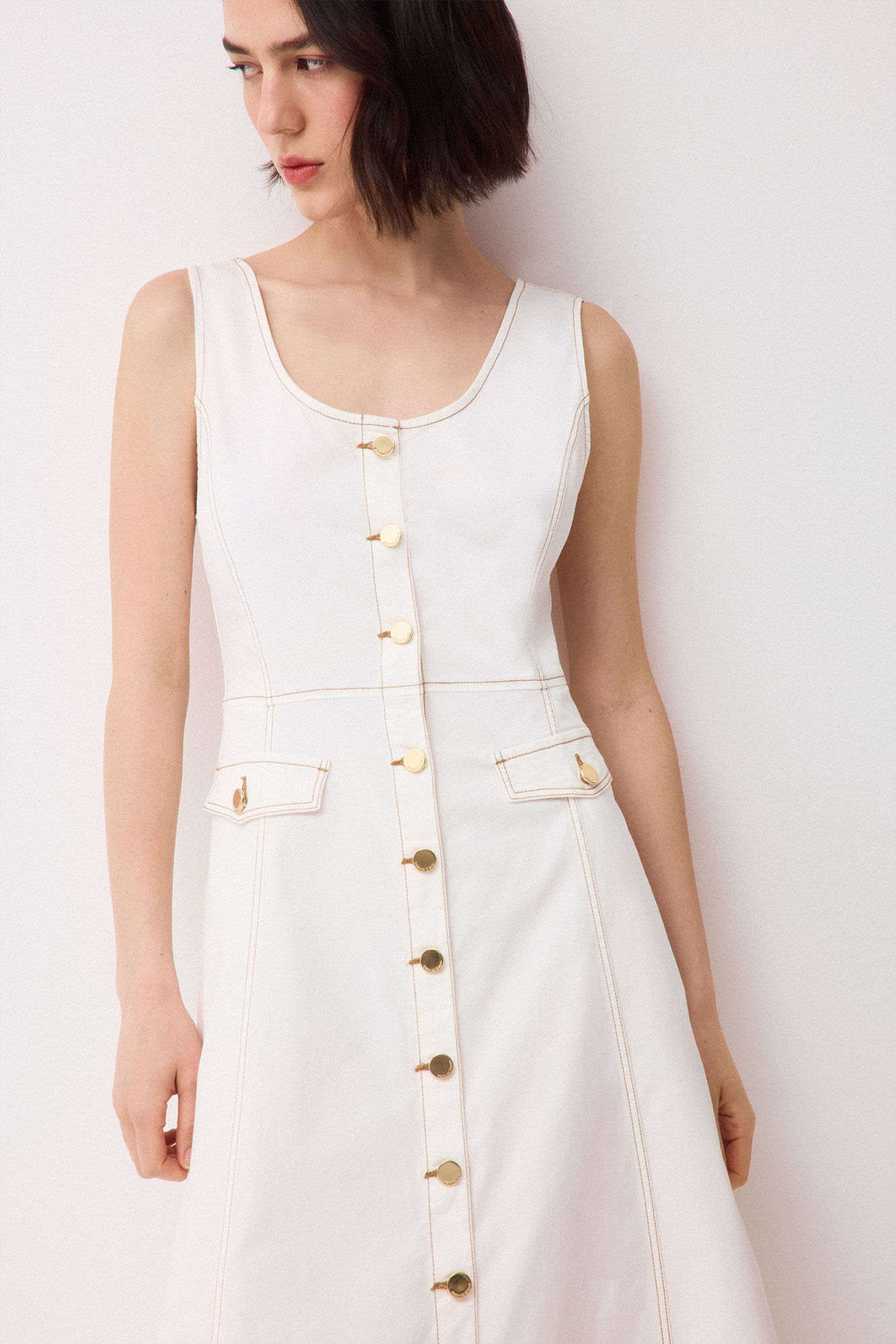 Pedro del Hierro Vestido algod&oacute;n botones