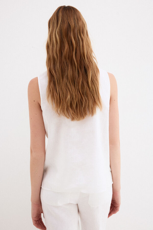 Pedro del Hierro Top liso lino Blanco