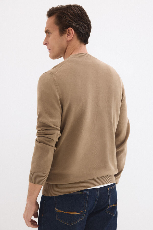 Pedro del Hierro Jersey cuello redondo big logo pecho Beige