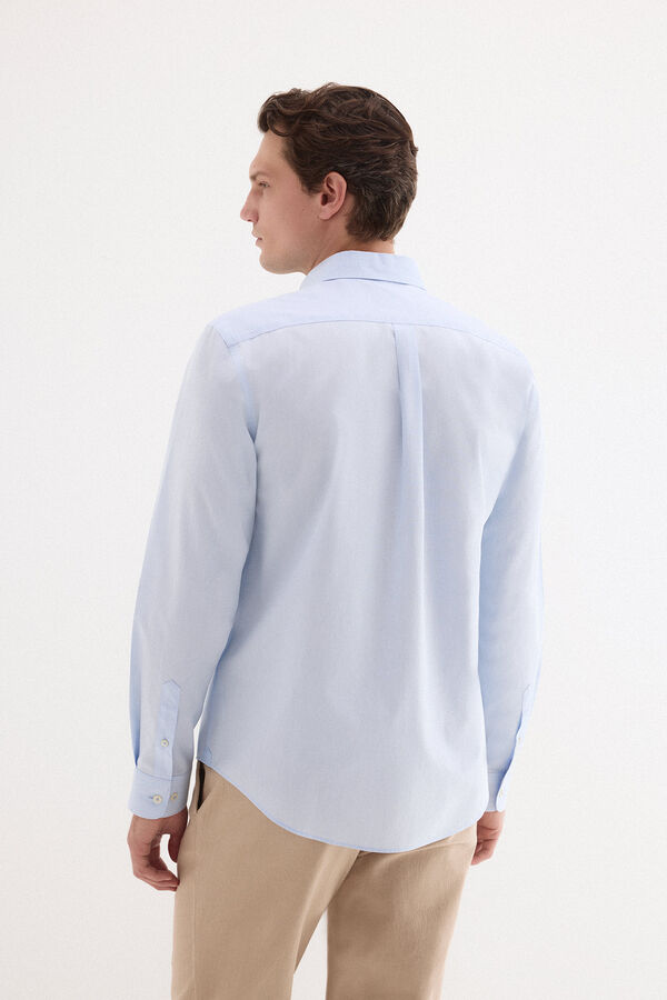 Pedro del Hierro Camisa non iron + antimanchas lisa Azul